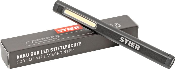 Produktbild Stier Akku COB LED Stiftleuchte 200 Lumen mit Laserpointer (17.20 cm, 200 lm)