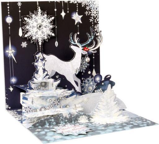 Produktbild Up with paper Weihnachtskarte 3D Pop-Up Card mit Renntier Silhouetten Motiv