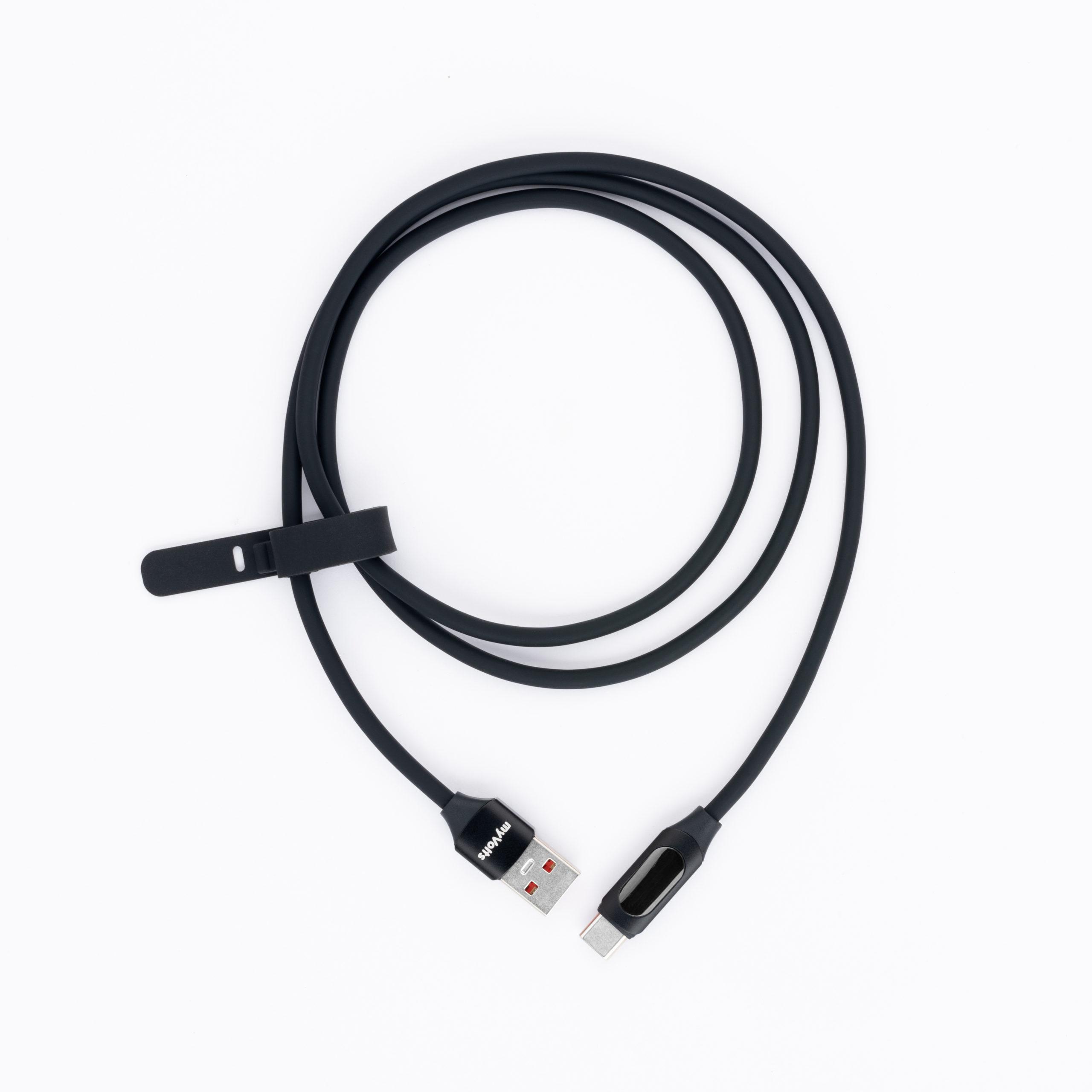 MyVolts PDCCALB - Step Up USB-A to USB-C PD Cable with LCD Power Meter, Liquorice Black (USB 3.2 Gen 1), USB Kabel