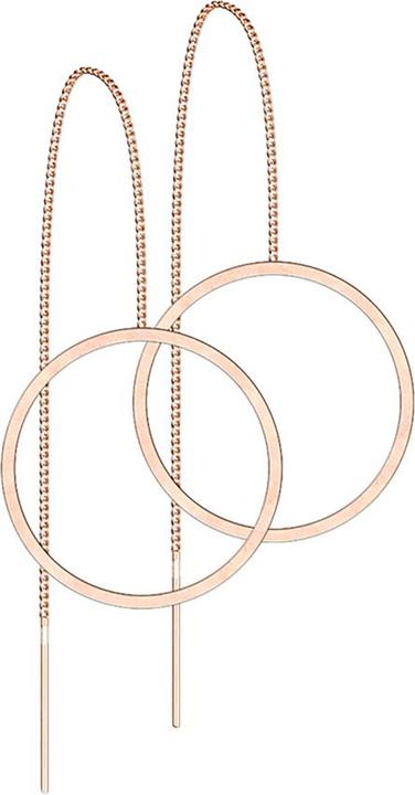 Actual product image Star Piercing Stud Earrings Rose Gold Free Falling Chain with Circle (Surgical steel 316L, without brass)
