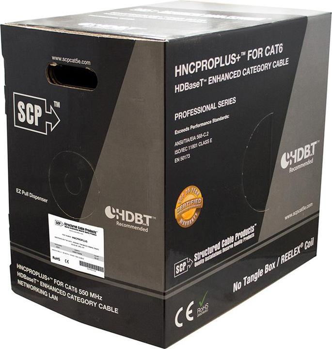 Produktbild SCP HNC KABEL Cat6, Black Black 1000 ft / 304,8m (CAT6, 305 m)