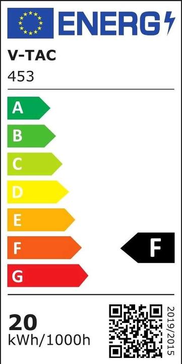 Energie-Label V-TAC V TAC LED Flutlichtstrahler Flutlicht VT 20 S 6400K (1600 lm, IP65)