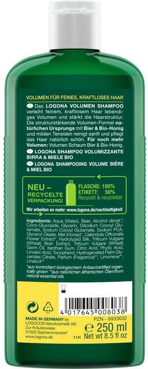 Immagine prodotto Logona Volume birra miele (Shampoo liquido, 250 ml)