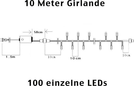 Produktbild Lumina Swiss LED Girlande Traditionell Kirstall-Weiss 6000K 100LED 10m (10 m)