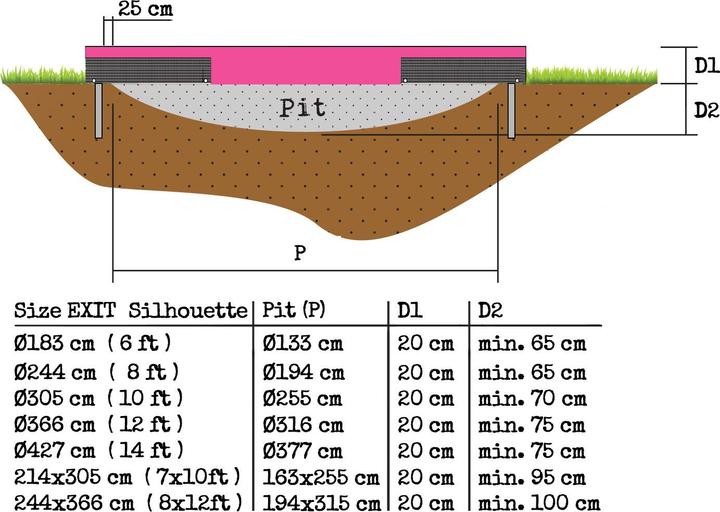 Actual product image Exit Silhouette Ground Rect with safety net (244 cm)