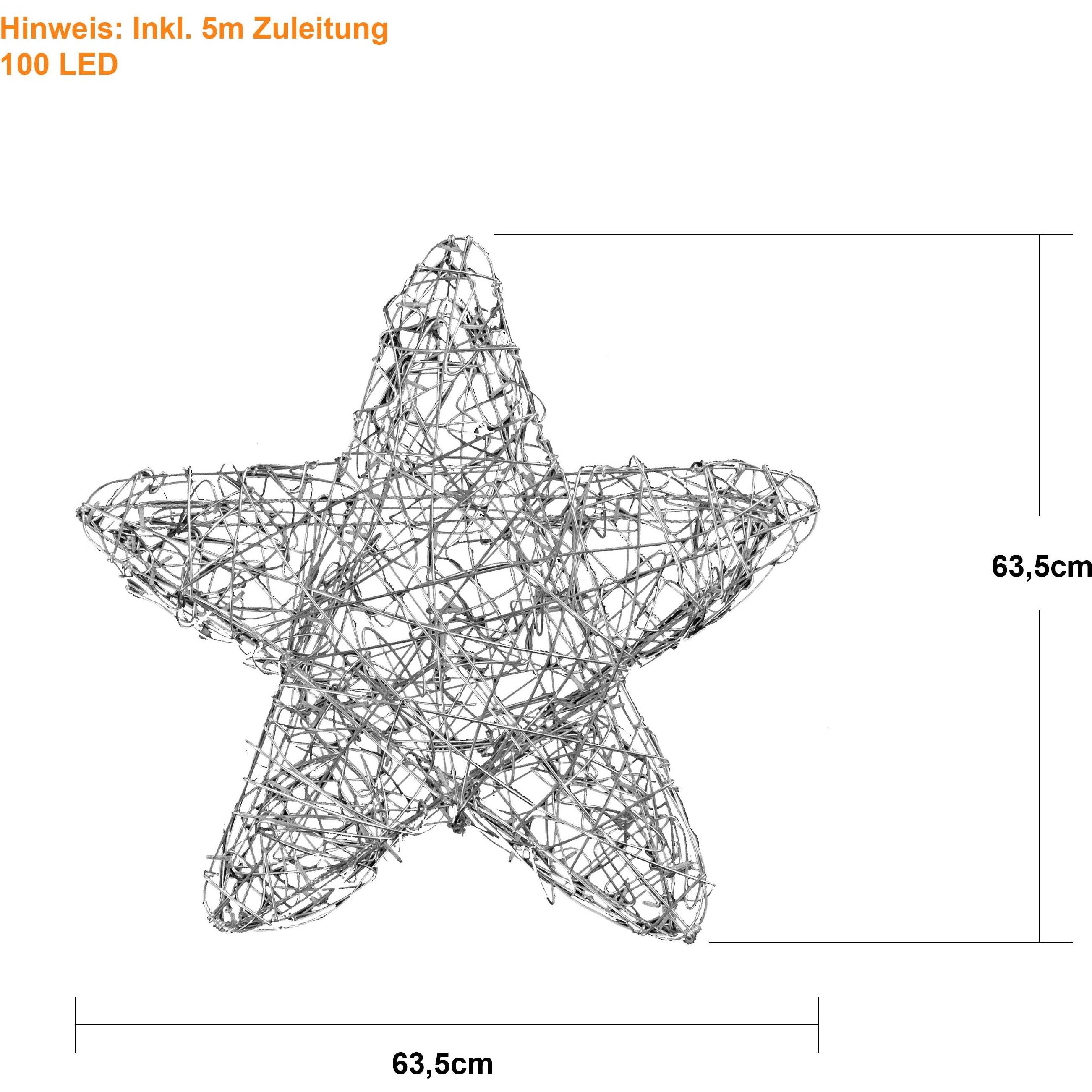 Thumbnail - Star Trading, Weihnachtsbeleuchtung, LED Outdoor-Leuchtstern,Ole, handgefertigt, silber, Ø 63cm
