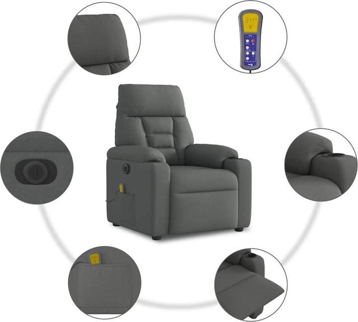 Image du produit VidaXL Fauteuil de massage électrique Tissu gris foncé