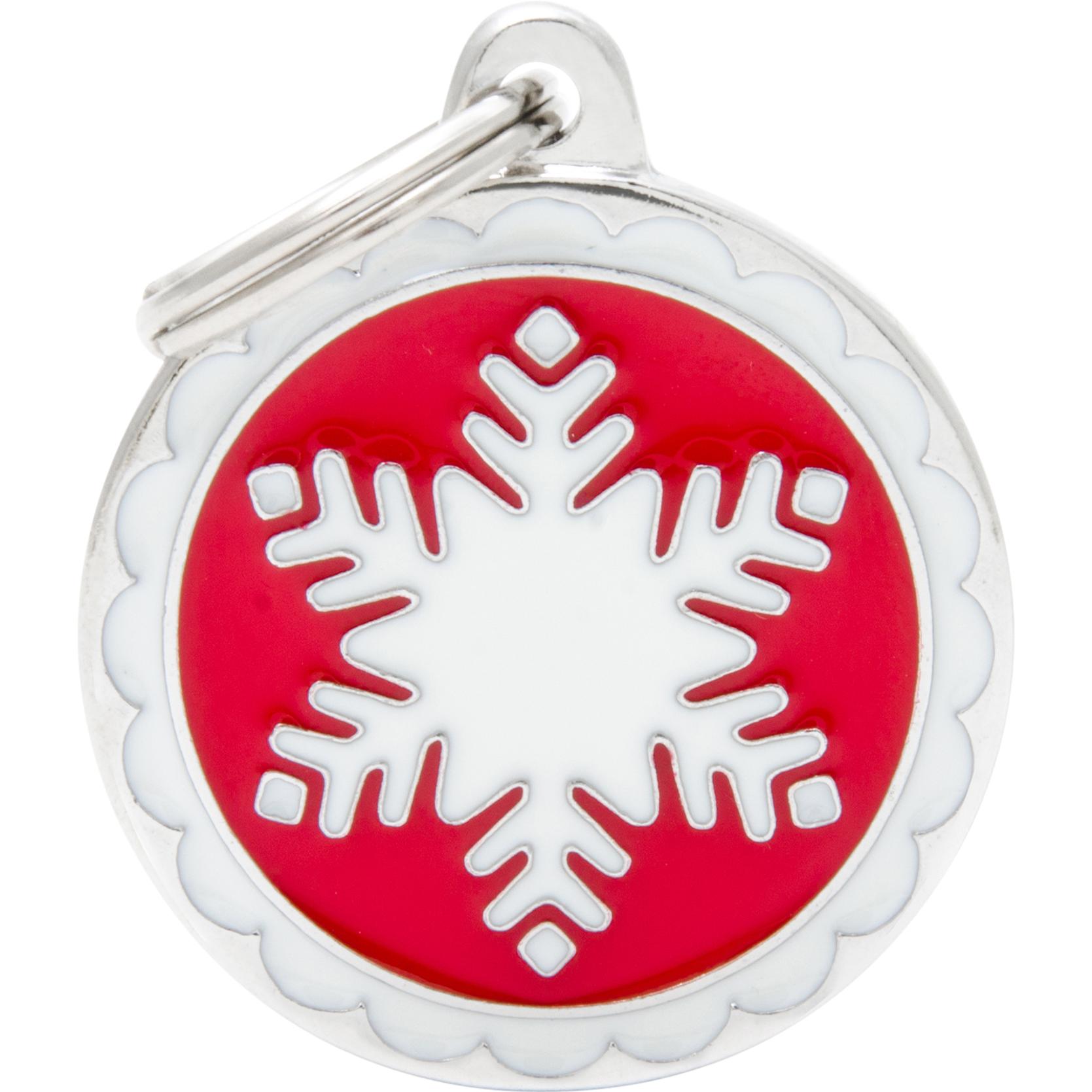 Myfamily MyFa tegn charms, cirkel rød, snefnug hvid, stor (Cane), Collare + Guinzaglio