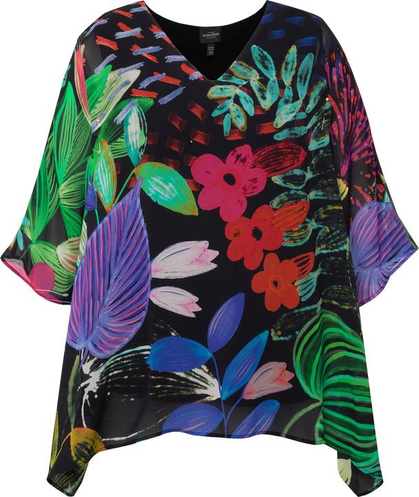 Produktbild Ulla Popken Bluse, doppellagig, Oversized, V-Ausschnitt, Halbarm (50, 52)