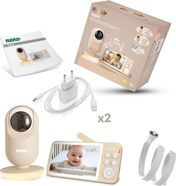 Produktbild Neno VEDO CREAM Elektronische Baby-Nanny mit drahtlosem Empfänger (Babyphone mit Kamera, 300 m)