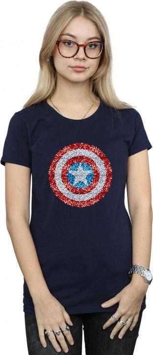 Actual product image Womens/Ladies Captain America Pixelated Shield Cotton T-Shirt (XL)