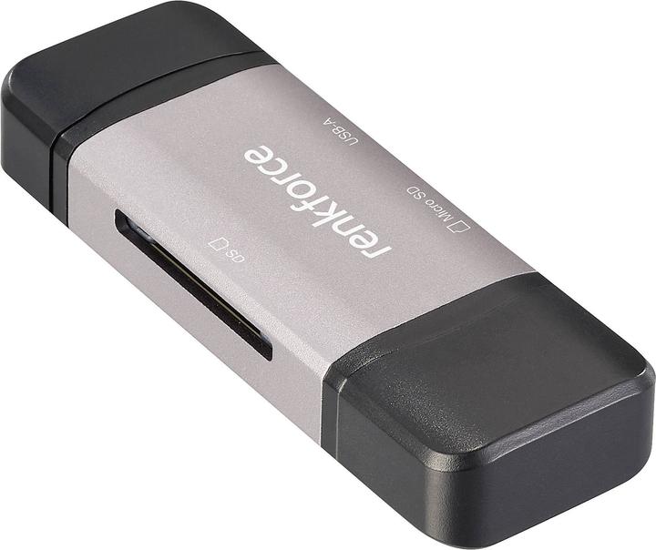 Produktbild Renkforce RF-CR-480 Externer Speicherkartenleser USB-A, USB-C® Aluminium-Grau (USB-C)
