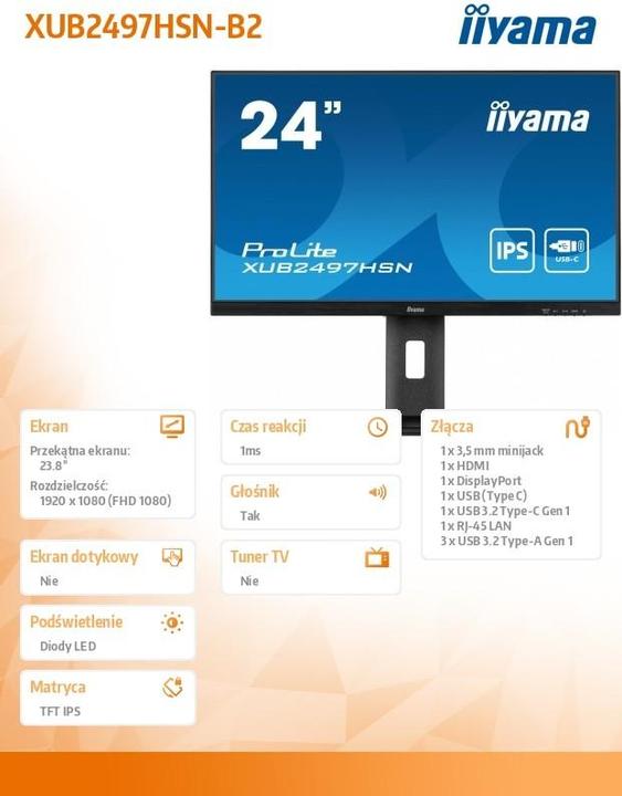 Productafbeelding iiyama Monitor XUB2497HSN-B2 (1920 x 1080 Pixels, 23.80")