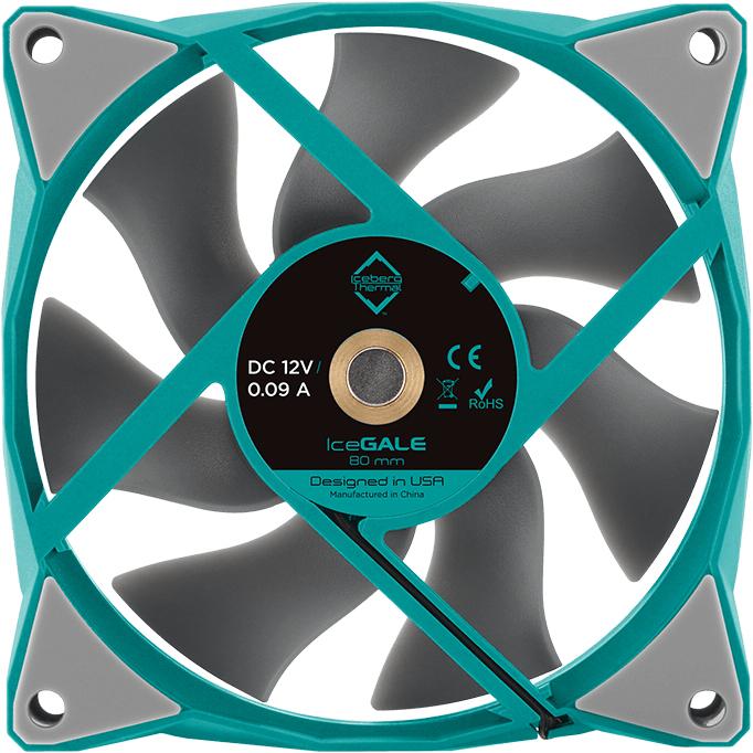 Produktbild Iceberg Thermal IceGALE Computergehäuse Ventilator 8 cm Türkis 1 Stück(e) (80 mm, 1 x)