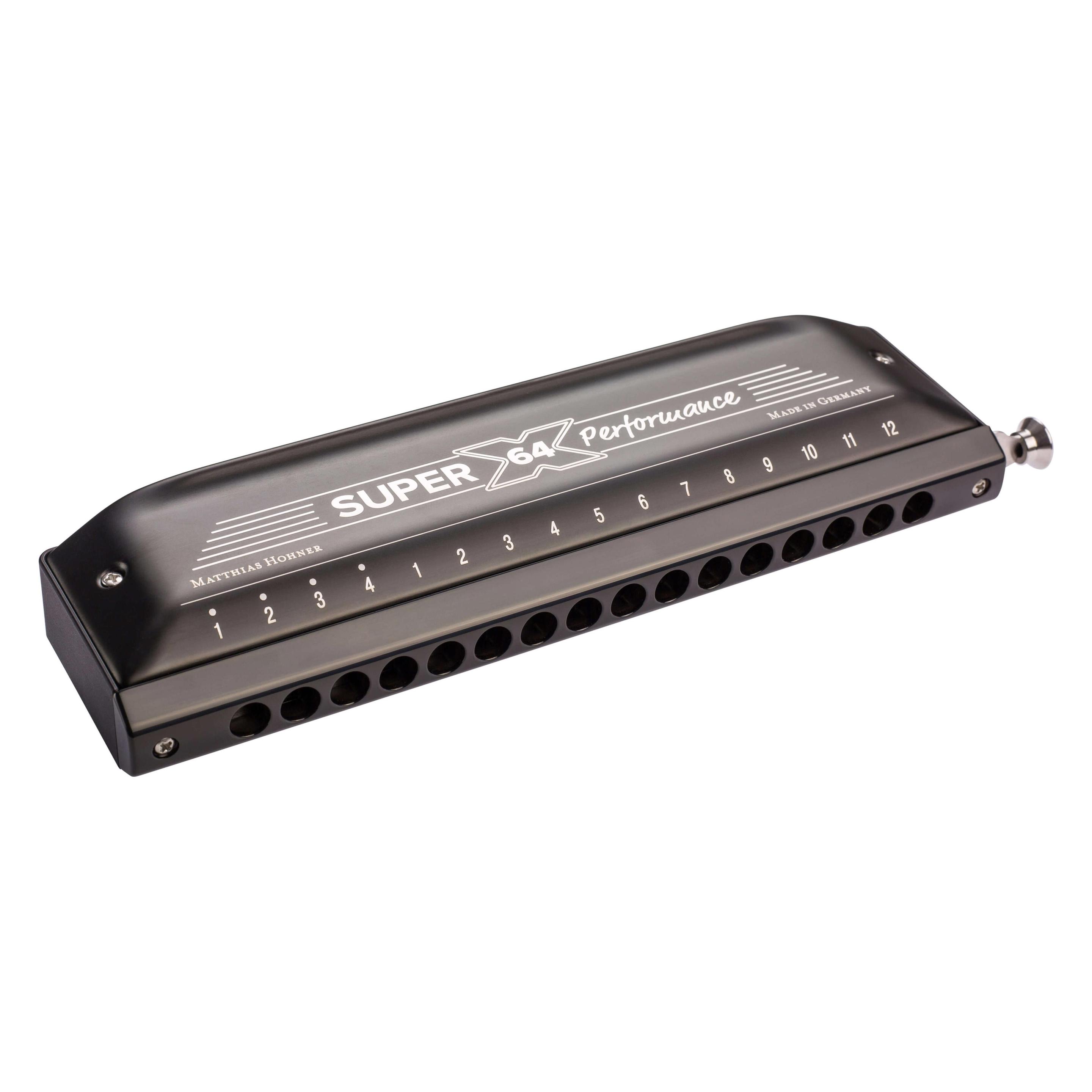 Hohner Super 64X Performance (Mundharmonika, C-Dur), Blasinstrumente, Schwarz