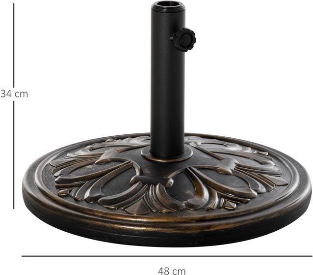Image du produit Swisshandel24 Pied de parasol 13 kg Ø35/Ø38/Ø48mm plastique + ciment bronze antique Ø48 x 34 cm