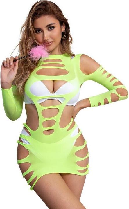 Produktbild Subblime 952280 Grãoen Langrmeliger Elastischer Netz-Bodystocking Eine Grã–Sse (S)