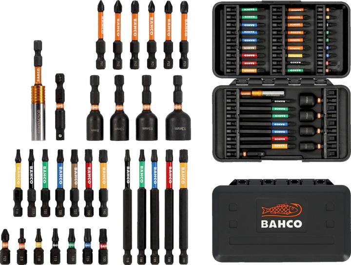 Actual product image Bahco 1/4" torsion impact screwdriver bit set for Phillips, Pozidriv, TORX® and hexagon socket screws