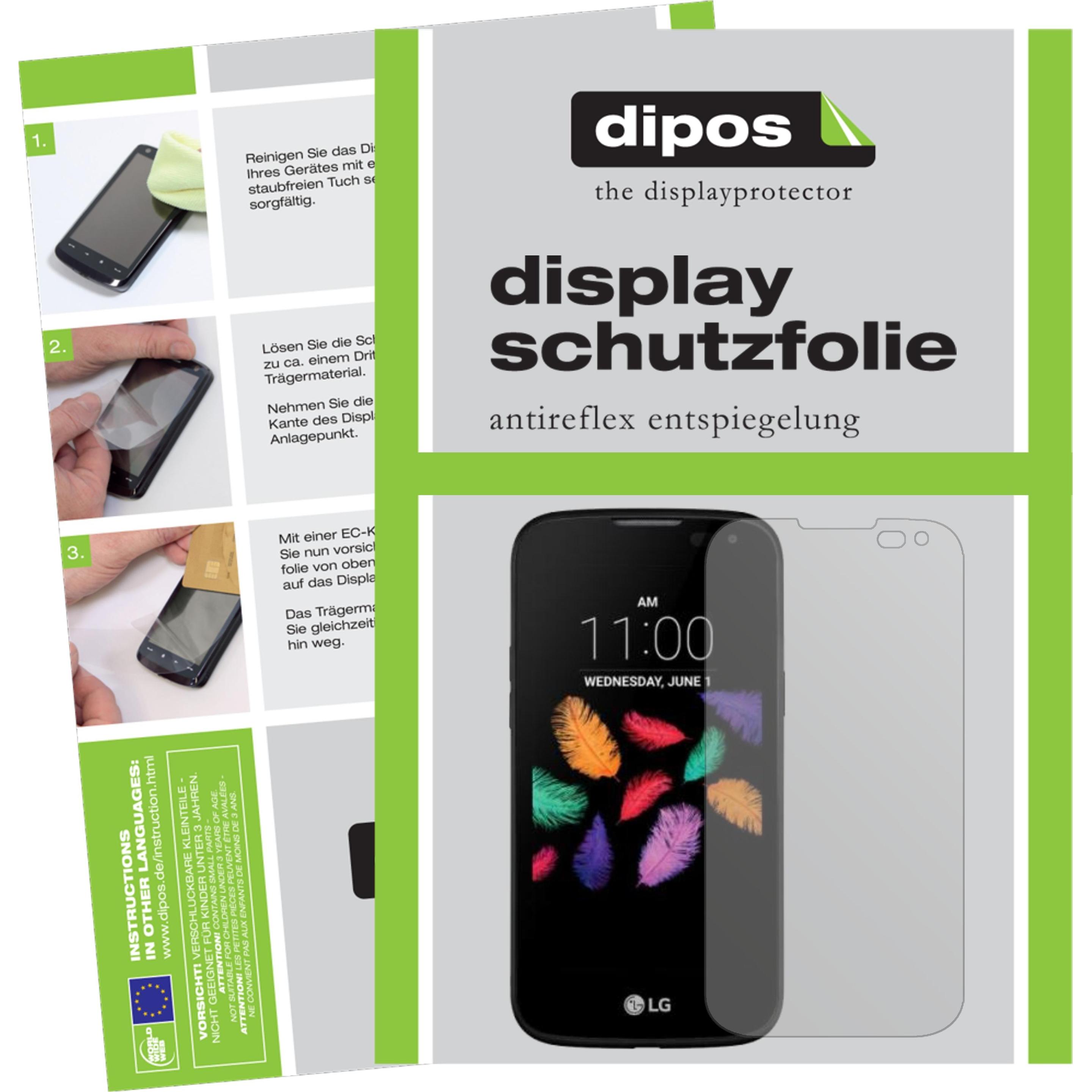 Dipos Displayschutzfolie Antireflex (2 Stück, LG K3), Smartphone Schutzfolie, Transparent