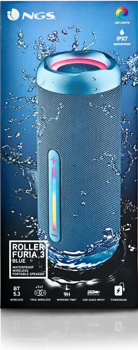 Produktbild NGS Enceinte Nomade Bluetooth Roller Furia 3 (Bleu) (9 h)