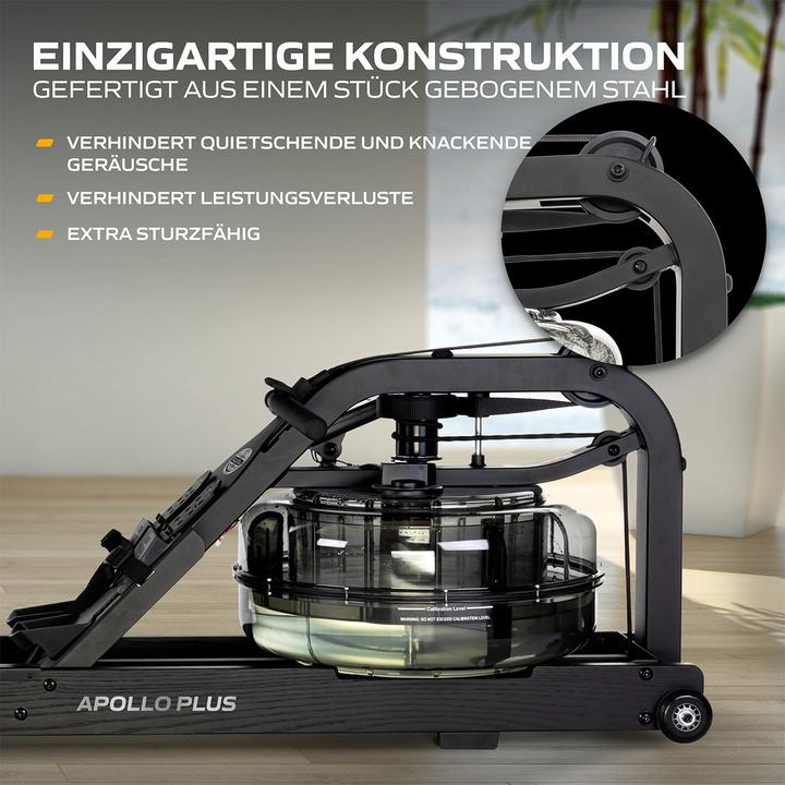 Produktbild Fluid Rower Apollo Plus Black Wasser Rudergerät Dual Rail