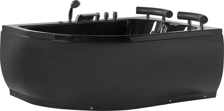 Image du produit Beliani Baignoire balnéo noire modèle d'angle avec LED à gauche 160 x 113 cm PARADISO (427 l, 113 cm)