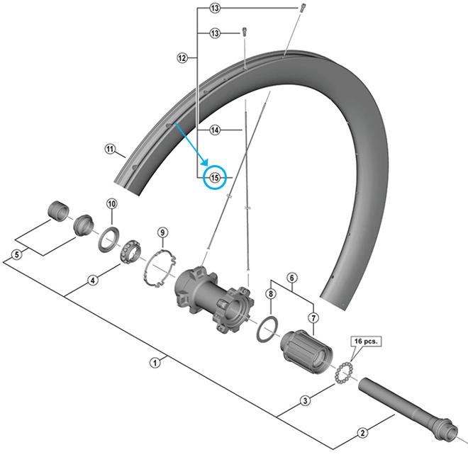 Actual product image Shimano Spoke WH-R8170-C50-TL-H 253mm rear tubeless
