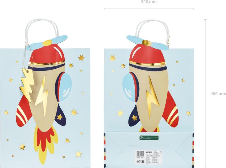 Image du produit Partydeco Sac cadeau avion 10 x 24 x 35.5 cm (1x)