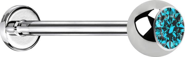 Image du produit Star Piercing Micro Threadless Labret argenté avec boule de cristal aqua (Acier chirurgical 316L)