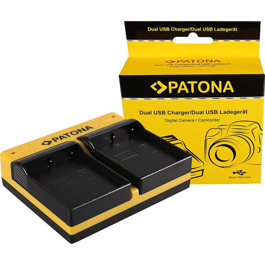 Patona Caricabatterie doppio per Olympus BLH-1 OM-D EM-1 Mark 2 EM-1 Mark II BLH-1 OM-D incluso Micro-USB (Caricabatterie per fotocamere), Alimentator