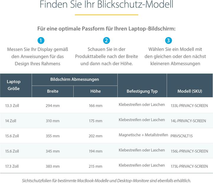 Produktbild StarTech 17.3" Privacy Filter (17.30", 16 : 9)