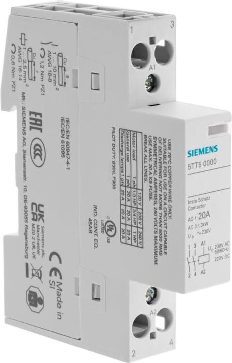 Produktbild Siemens Insta Contactor 2NO AC 230V 20A