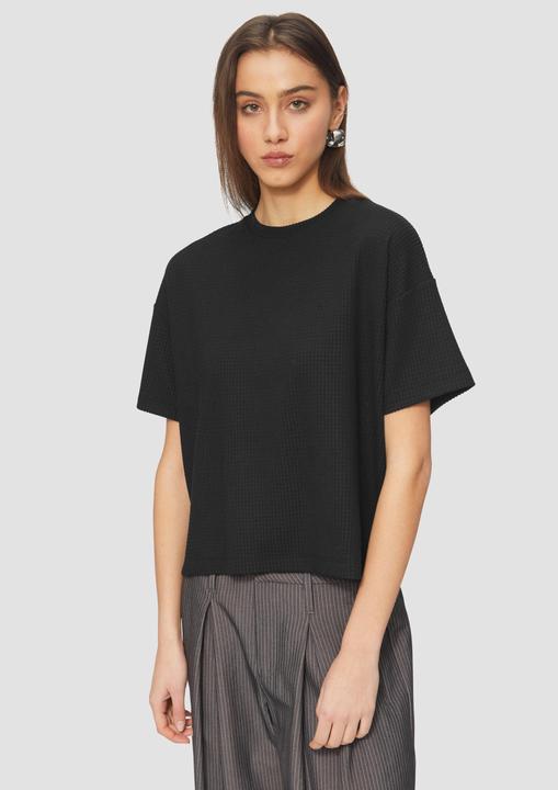 Produktbild S.Oliver T-Shirt Rundhalsshirt mit überschnittener Schulter aus einer strukturierten Ware (XS)
