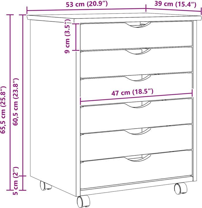 Produktbild vidaXL Rollschrank (39 x 39 x 65.50 cm)