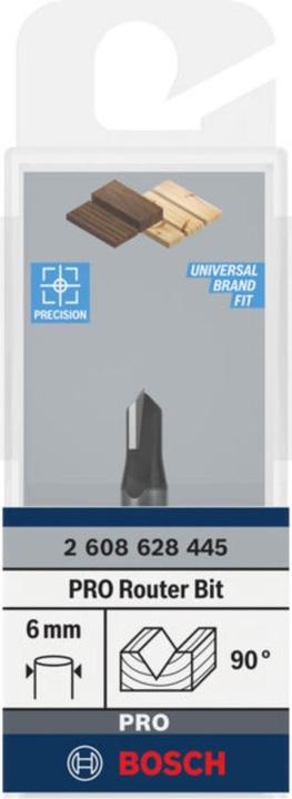 Image du produit Bosch Professional Zubehör Fraise à rainurer en V, 6 mm, D1 6,35 mm, L 9,2 mm, G 48 mm, 90