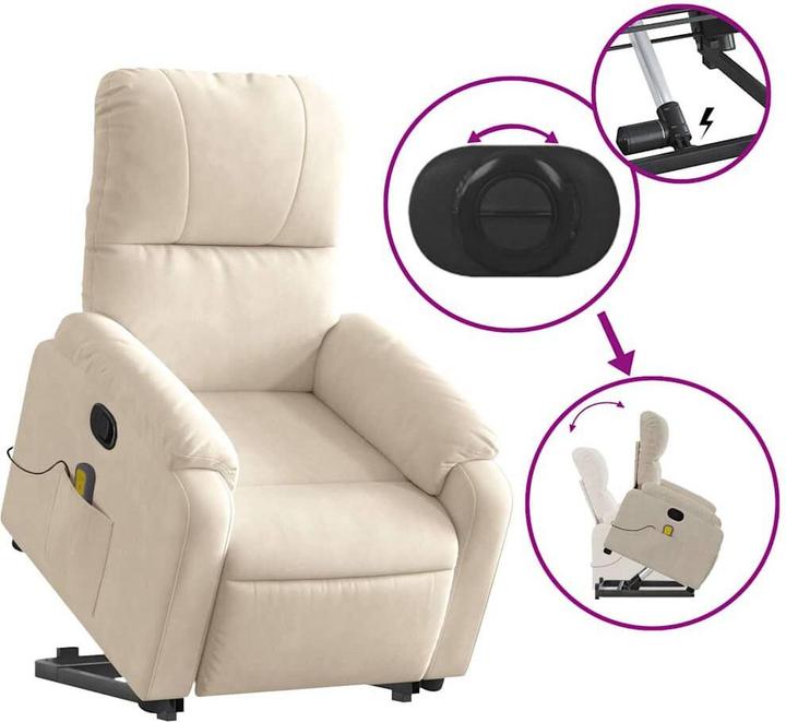 Immagine prodotto vidaXL Poltrona massaggiante con ausilio stand-up Poltrona TV Tessuto in microfibra beige