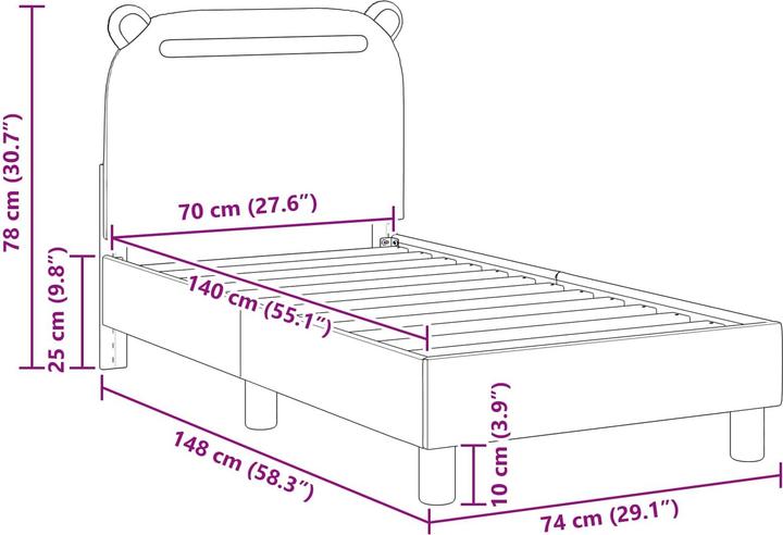 Image du produit vidaXL Moderner Bettrahmen (70 x 140 cm)