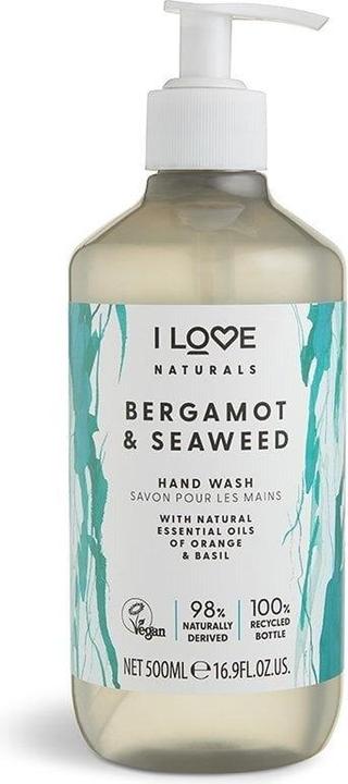 Immagine prodotto I Love Naturals Bergamotto e alghe marine - Lavamani con oli naturali di arancia e basilico 500ml (Sapone liquido, 500 ml)