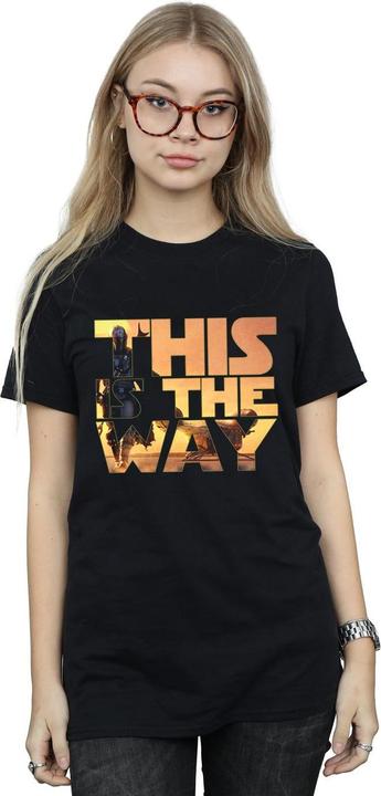 Actual product image Star Wars Womens/Ladies The Mandalorian The Way Poster Text Cotton Boyfriend T-Shirt (5XL)