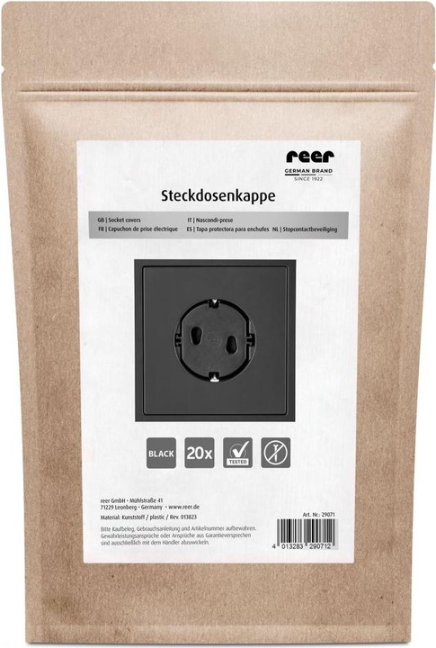 Produktbild Reer Kindersicherungen Steckdosenkappe 20er Pack einfache Montage