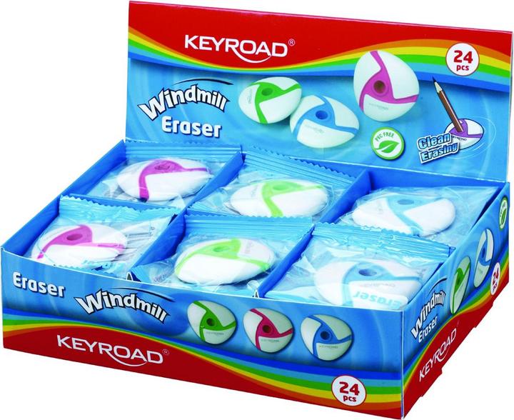Actual product image Keyroad Windmill universal eraser, packed in display, colour mix
