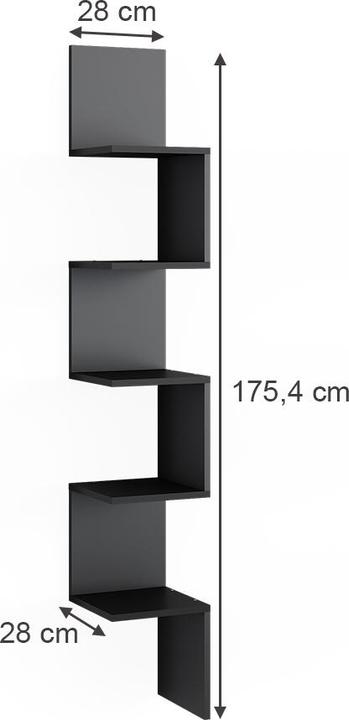 Actual product image Vicco Corner shelf Paolo, Black, 28 x 175.4 cm with 5 compartments
