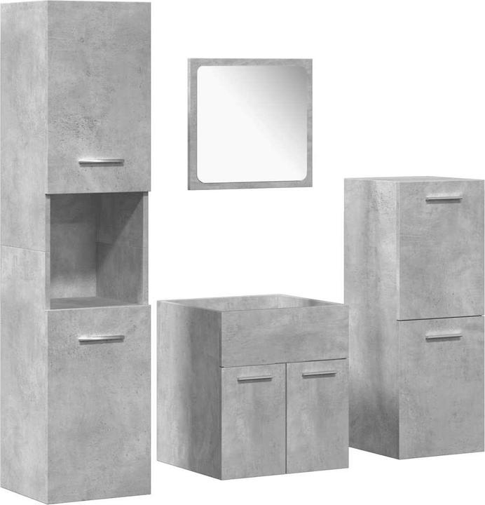 vidaXL 4-piece bathroom furniture set concrete grey wood-based bathroom furniture set