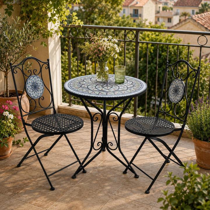 Produktbild HTI-Living Gartenstuhl 2er-Set Metall Schwarz Byzanz