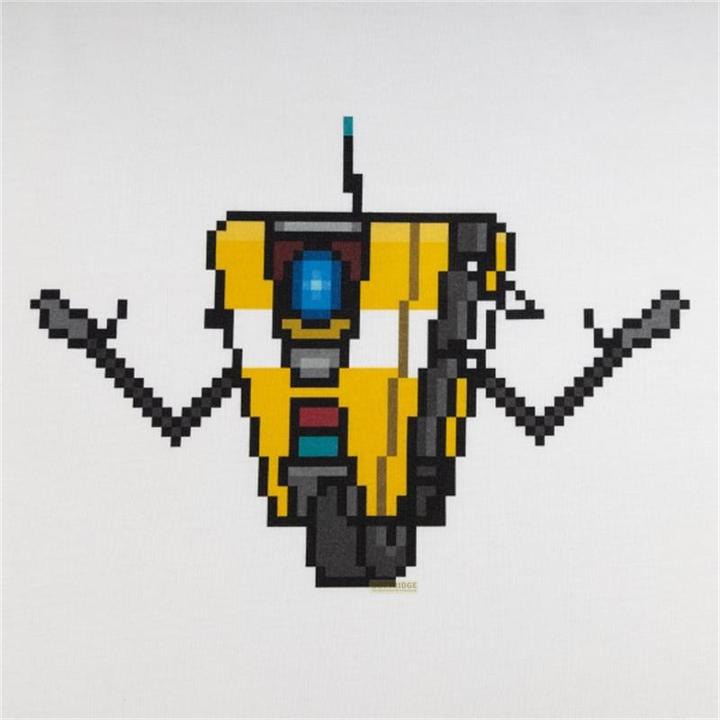 Actual product image DEVplus Borderlands Raglan T-Shirt ""Claptrap Pixel Art"" White/Black (S)