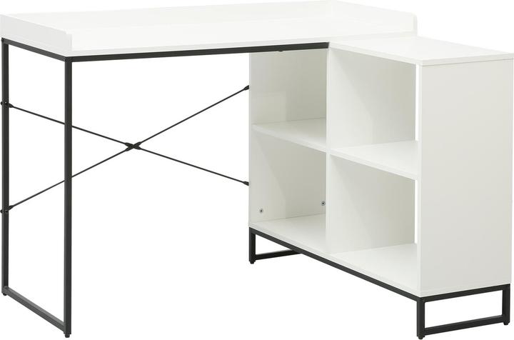 Produktbild HTI-Living Eckschreibtisch mit Regal Cedrik Weiss-Schwarz (110 x 88 x 81 cm)