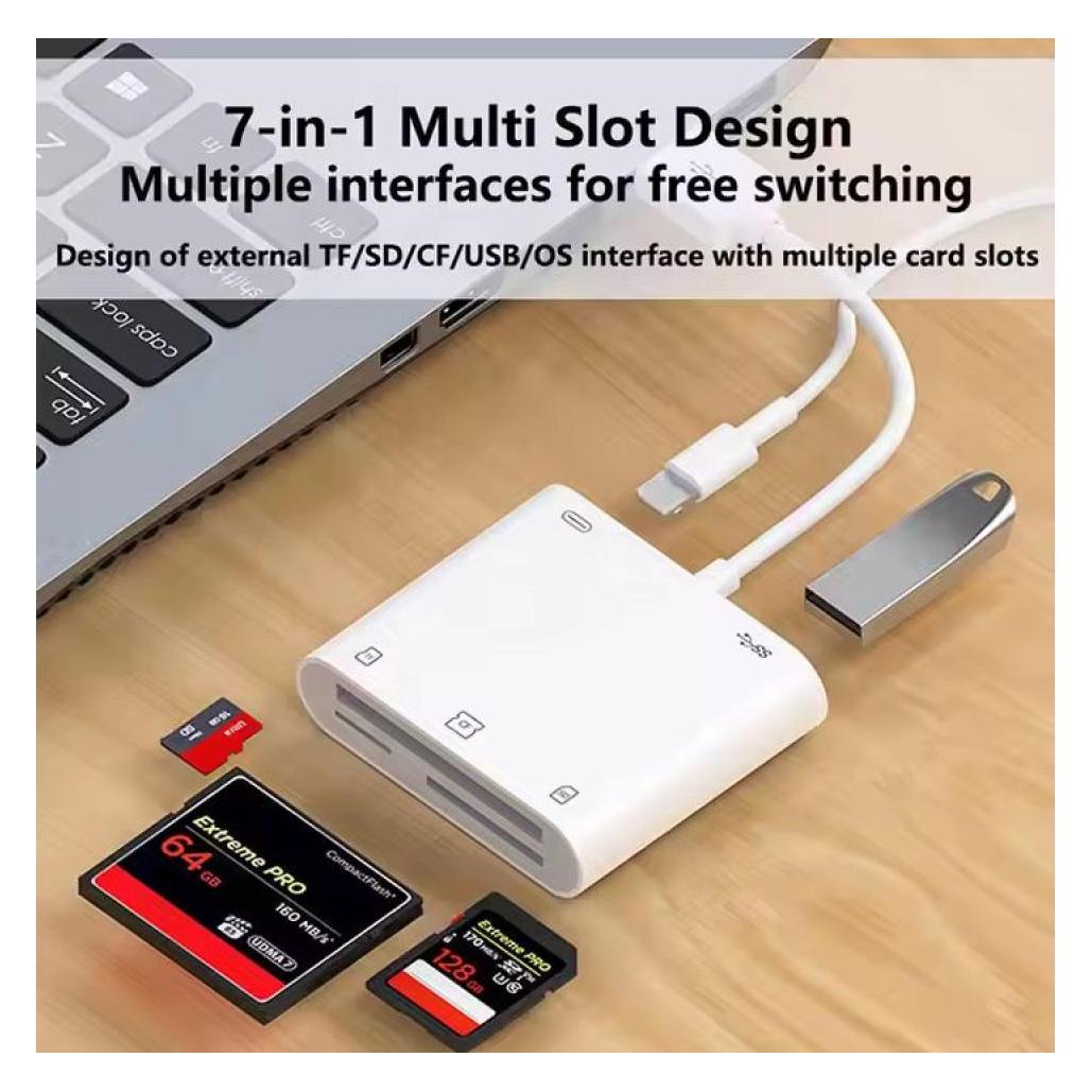 Docking station hub USB all-in-1 Scheda di memoria Lettore di schede SD TF Cavo USB-A Splter Adattatore OTG USB-C per iPhone iPad MacBook PC  7