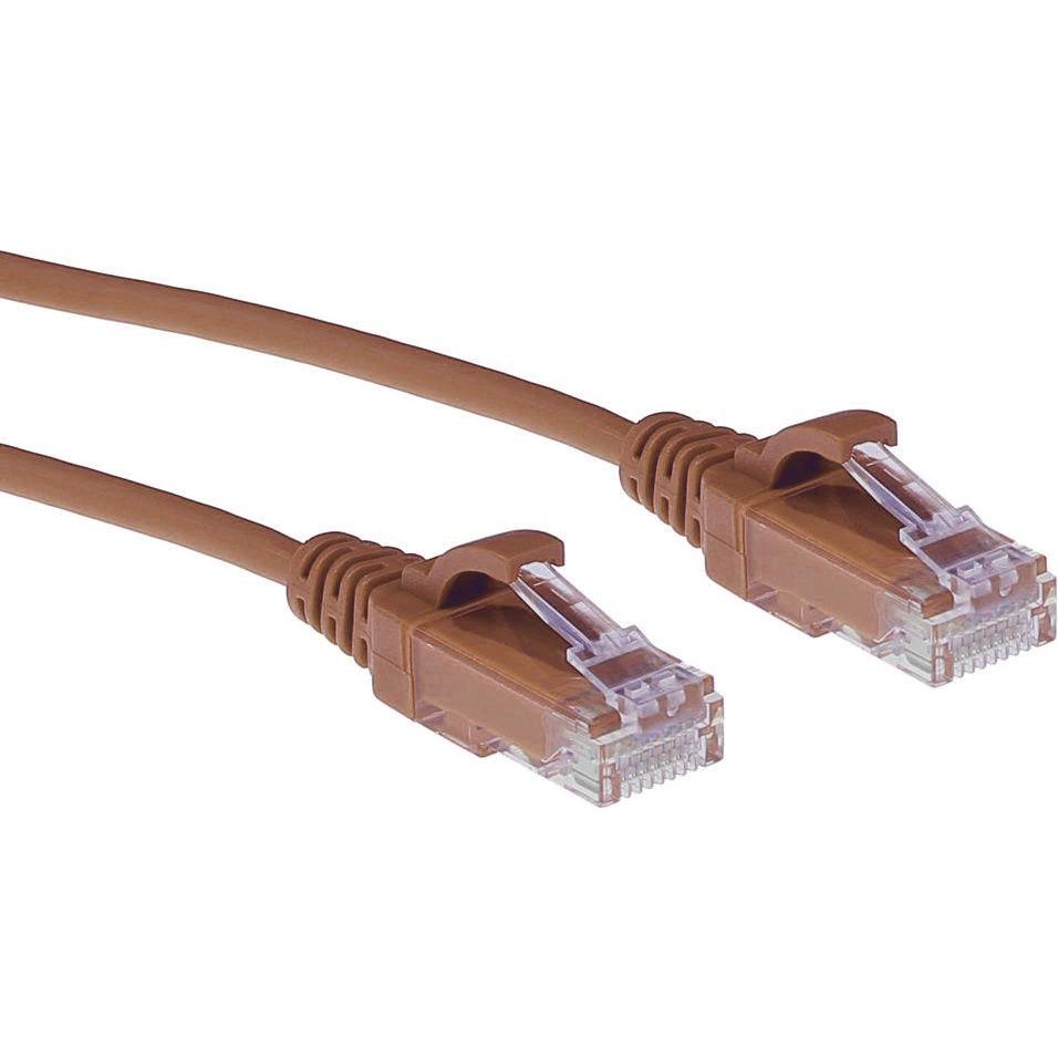Thumbnail - ACT Brown 3 meter LSZH U/UTP CAT6 datacenter slimline patch cable snagless with RJ45 connectors (U/UTP, CAT6, 3 m), Netz...