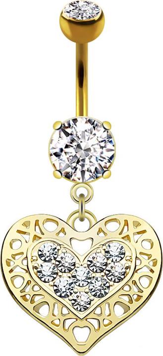 Immagine prodotto Star Piercing Banana placcata oro 14k con ciondolo tribale a forma di cuore e cristallo (Ottone, Acciaio chirurgico 316L)