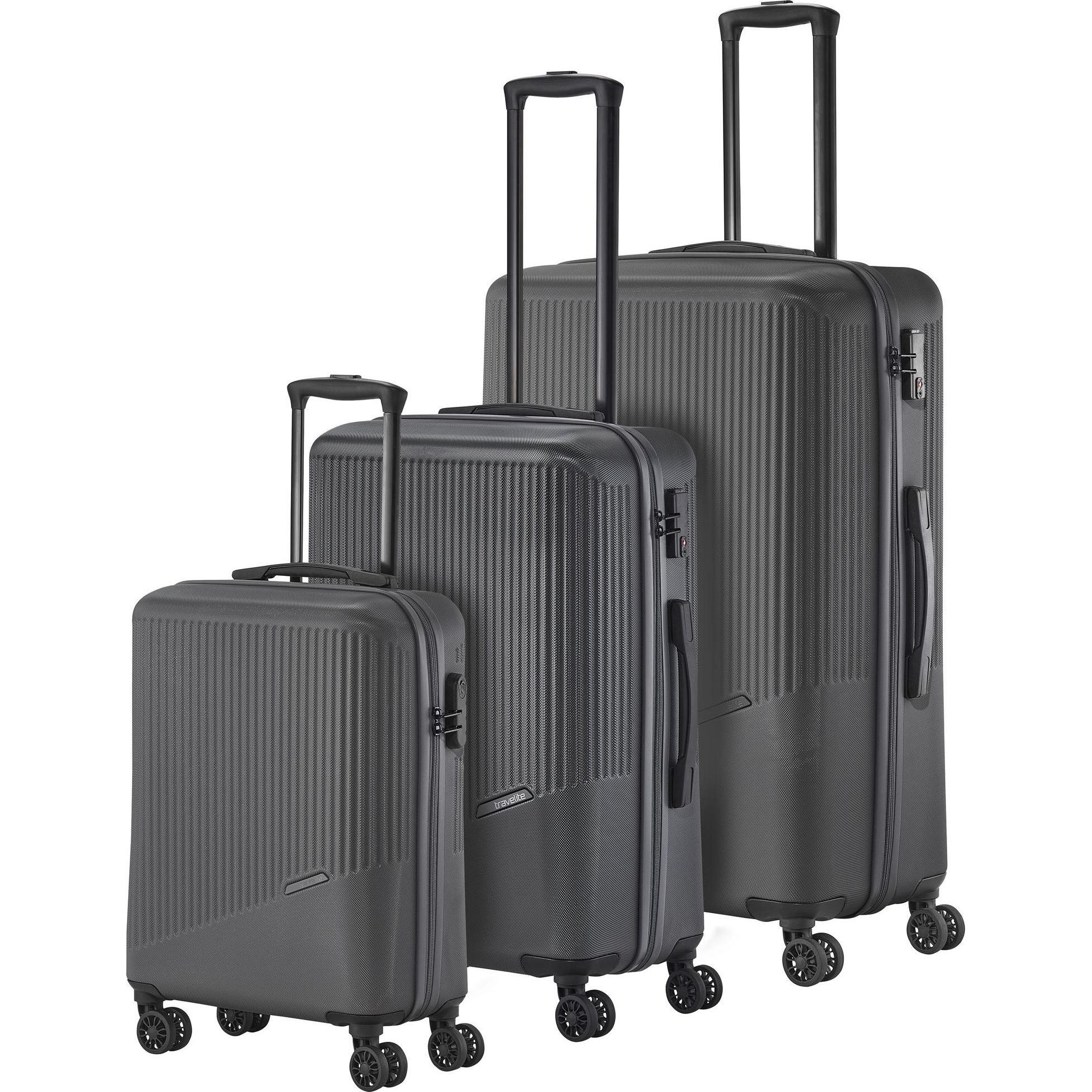 Travelite, Koffer, Bali 4 Rollen Kofferset 3-teilig, Grau, (193 l, XL (ab 115l))